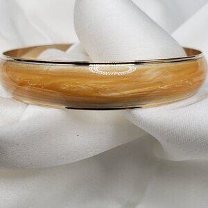 Vintage Gold Tone Minimalist Bangle Bracelet by Avon, L, 9.5 inches